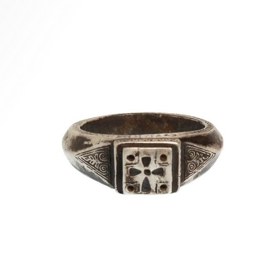 Byzantine Silver Inscribed Ring, c. 6th-7th Century