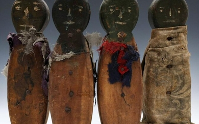 CARVED AND PAINTED FOLK ART SPINNER KNOCKDOWN DOLLS