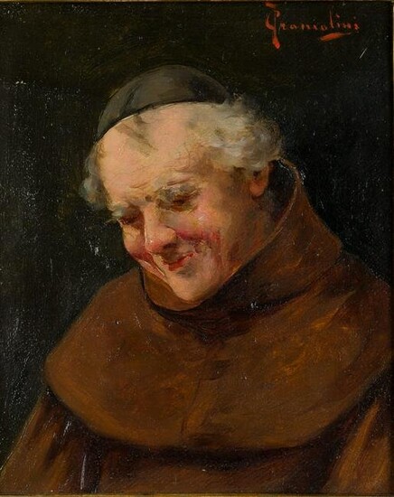 C.FRANCOLINI (19th), Smiling Franciscan friar, around