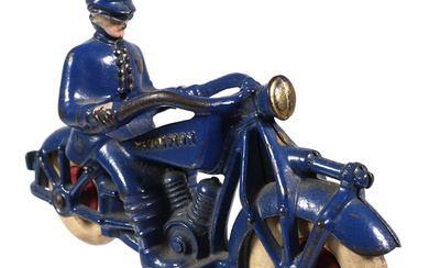 CHAMPION Cast Iron Police Cop Rider Motorcycle Toy