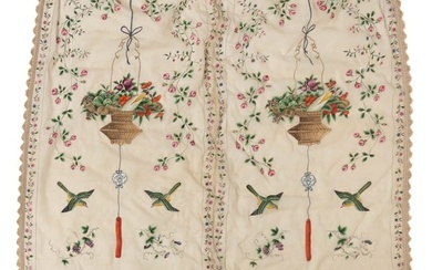 CHINESE EXPORT HAND-PAINTED SILK CURTAIN