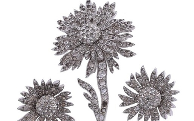 CHRISTIAN DIOR, A SUITE OF WHITE PASTE FLOWER JEWELLERY BY MITCHEL MAER, CIRCA 1955