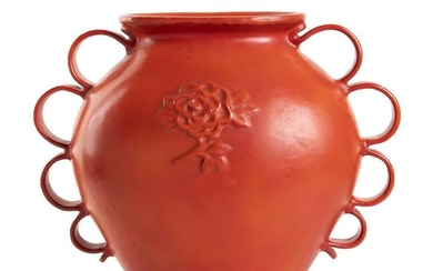 CIMA - PERUGIA - Large red vase with volute handles