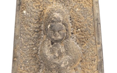 COREE, Stèle bouddhiste en pierre avec inscription au dos