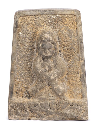 COREE, Stèle bouddhiste en pierre avec inscription au dos