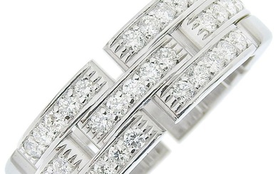 Cartier CARTIER Half Diamond Ring K18 White Gold x Approx. 14.5g PANTHERE half diamond Men's