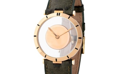 Cartier. Very Elegant Mystery Round-Shape Wristwatch in Pink Gold