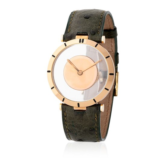 Cartier. Very Elegant Mystery Round-Shape Wristwatch in Pink Gold