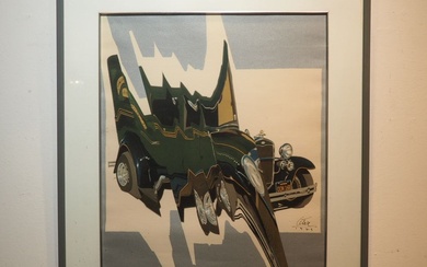 César Baldaccini (1921-1998) : Sérigraphie couleur "Bugatti compressée", signée dans la plaque à droite datée...