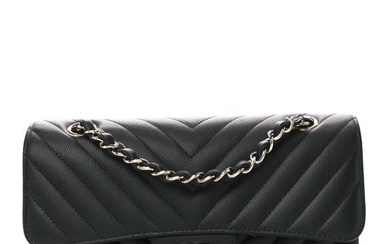 Chanel Caviar Chevron Quilted Small Double Flap Black