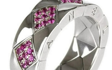 Chanel Matelassé white gold & rubies ring