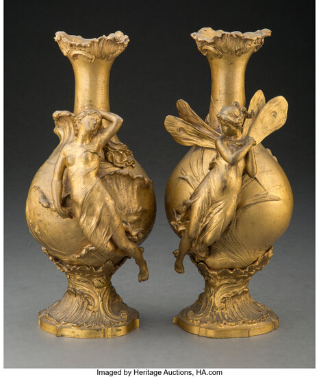 Charles Georges Ferville-Suan (1847-1925), A Pair of 'Figural' Vases