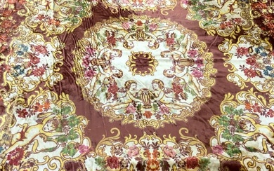 Cherub & Scroll Plush Tapestry/ Carpet, 7+ FT