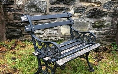 Child Sized Cast Iron and Wood Garden Bench