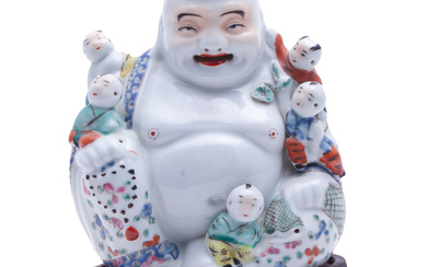Chinese Famille Rose Porcelain Sitting Buddha