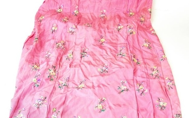 Chinese Pink Silk Blend Embroidered Skirt