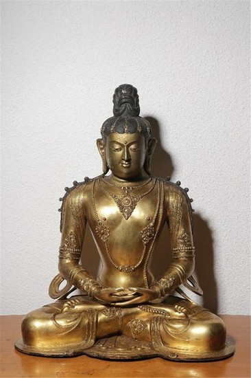 Chinese Qing Dynasty Tibetan Bronze Buddha
