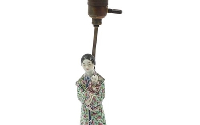 Chinese porcelain table lamp with bronze mount, in the form ...