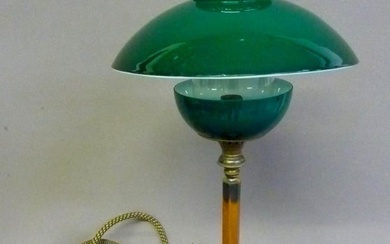 Circa 1910 Gas Portable Table Lamp with Original Hose for Hooking up. Has Antique Cased Glass