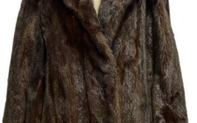 Classic Mink and Leather Full Length Tiered Fur Coat