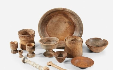Collection of twelve treenware table items, 18th/19th