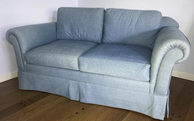 Custom Upholstered Denim Fabric Love Seat Sofa