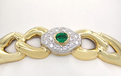 DD gioielli - 18 carati Oro bianco, Oro giallo - Bracciale - 0.42 ct Diamanti - Ct 0.35 Smeraldo