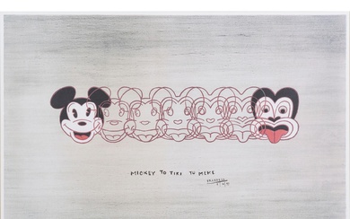 DICK FRIZZELL (New Zealander, born 1943) Mickey to Tiki Tu Meke 1997 lithograph, ed. 5/50 47.5 x 73cm