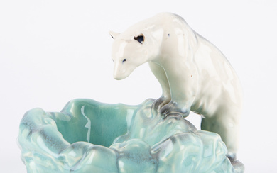 DITMAR URBACH. A ceramic dish with a polar bear, Czechoslovakia, 20th century.