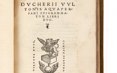 DUCHER, Gilbert Gilberti Ducherii Vultonis aquapersoni epigrammaton libri duo.