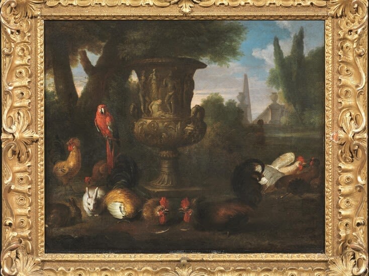 David De Coninck (Attributed to) - Still Life with Animals Surrounding the Medici Vase, 17th Century