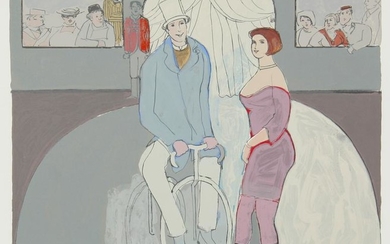 David Schneuer, Man on Bicycle, Lithograph