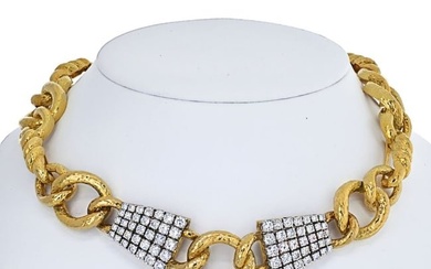 David Webb Platinum & 18K Yellow Gold Twisted Rope Link Diamond Collar Necklace