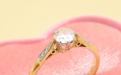 Diamond Solitaire Ring Mounted on 18 Carat Yellow Gold and P...
