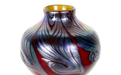 Diminutive Tiffany Favrile Squat Vase 953E