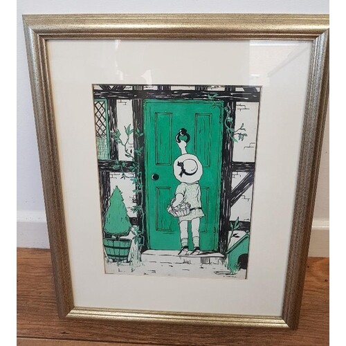 Dorothy Darnell pen and ink with green gouache titled The Vi...