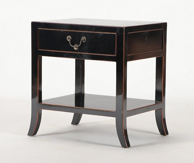 EBONIZED TABLE WITH A SINGLE DRAWER