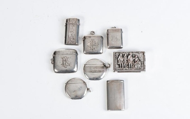 EIGHT SILVER VESTA CASES, VARIOUS MAKERS AND DATES