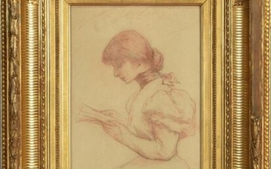 Édouard Brun (1860-1935). Femme lisant. Sanguine... - Lot 48 - Conan Hôtel d’Ainay