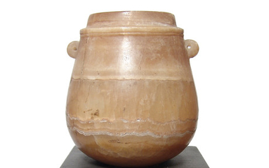 Egyptian alabaster round bodied vessel, Middle Kingdom