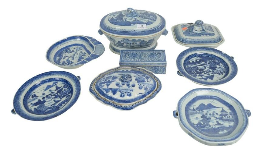 Eight Piece Lot of Canton to include 3 warming plates