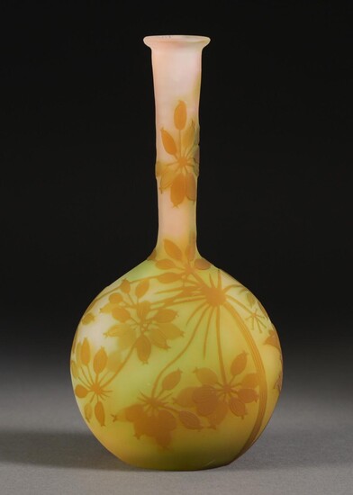 Emile Galle French Cameo Glass 'Banjo' Vase, ca. 1910 FD7A