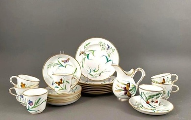 English Porcelain Part Tea Service, Botanical Design