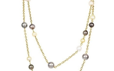 Estate Elegant South Sea Pearl 18 Karat Yellow Gold Chain Necklace