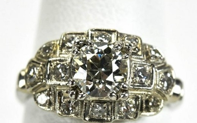 Estate Platinum Art Deco 1 Carat Diamond Ring