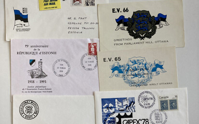 Estonia, Sweden, Canada, USA, France ESTIKA - Group of envelopes & postcards - Anniversary of the Republic of Estonia (8)
