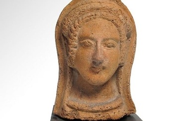 Etruscan Terracotta Votive Female Head, c. 4th Century