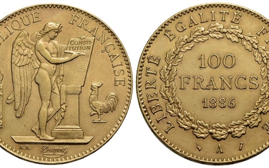 FRANCIA. Terza Repubblica (1870-1940). 100 Franchi 1886 A. AU Kr....