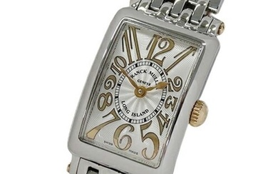 FRANCK MULLER Long Island Petit Relief 802 Watch Ladies Quartz Stainless Steel SS Square Silver