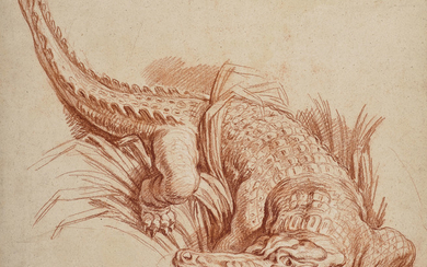 FRANÇOIS BOUCHER (PARIS 1703-1770), Étude de crocodile entre les roseaux